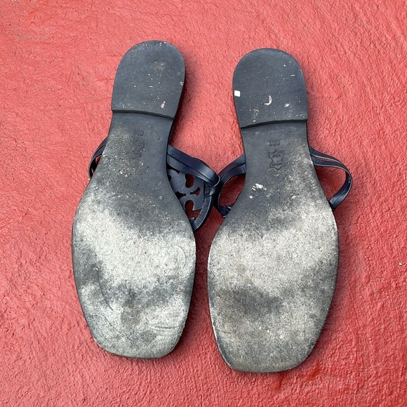 Tori Burch sandals, navy blue leather (upper and sole) size 8 - Picture 4 of 4